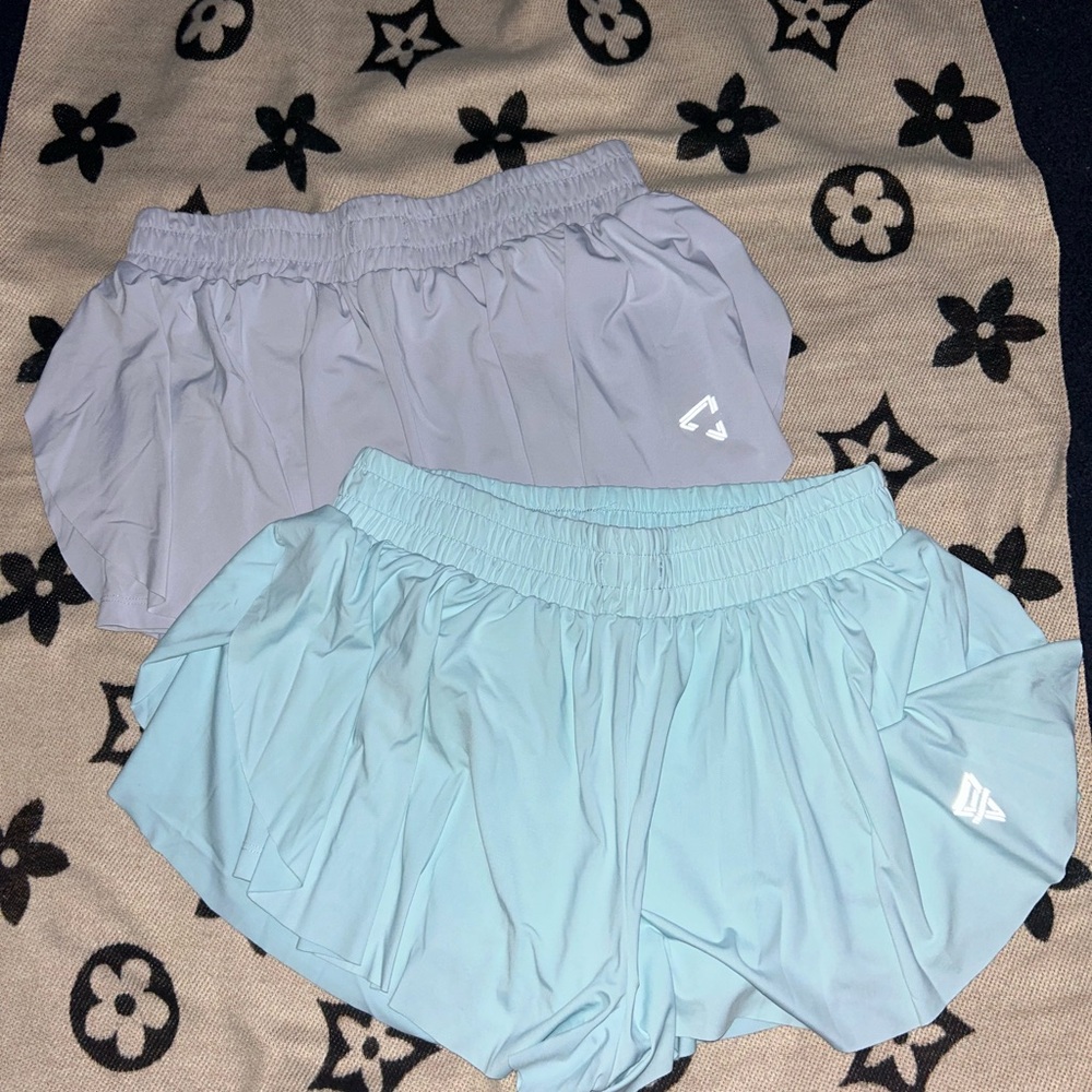 Women's Athletic Shorts in Light Blue and Gray